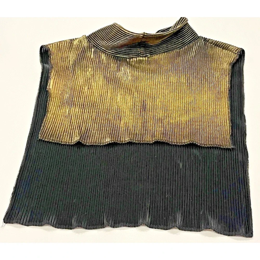 Metallic Dickie Mock Neck Womens A Brod Retro Glam Rock Brass Tone Vintage